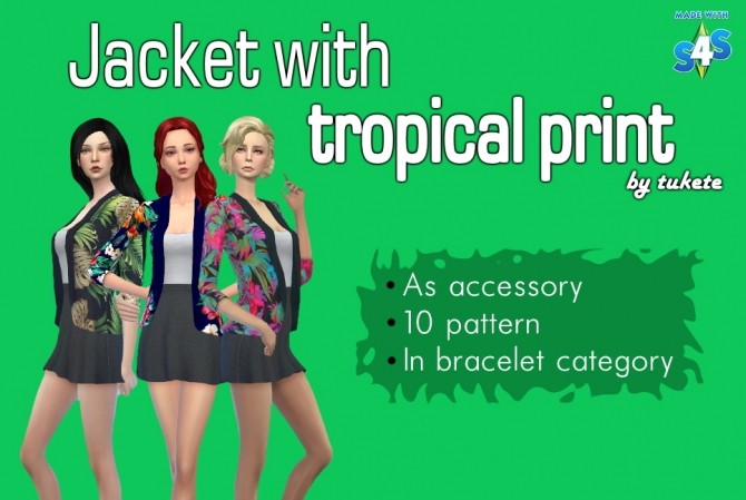 Sims 4 Jacket with tropical print at Tukete