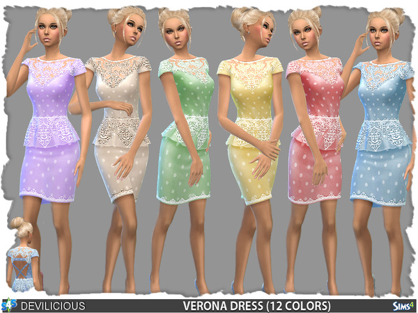 Sims 4 Verona Peplum Dress by Devilicious at TSR