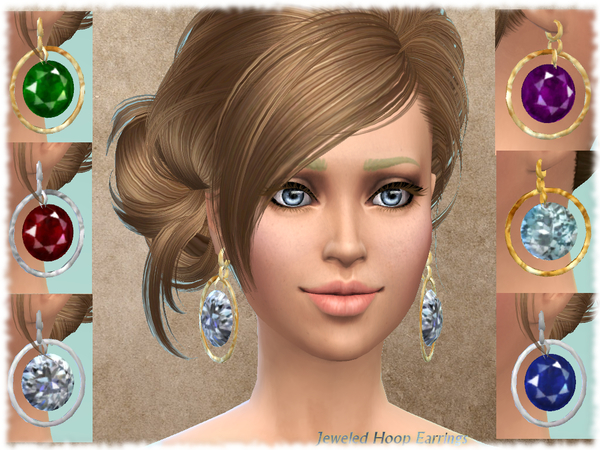 Sims 4 Jeweled Hoop Earrings by alin2 at TSR