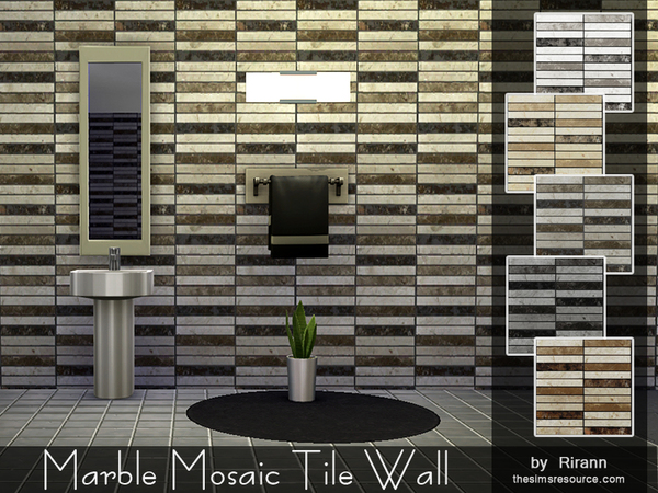 Sims 4 Marble Mosaic Tile Wall by Rirann at TSR