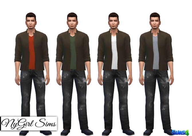 Collar Jacket with Plain Tee at NyGirl Sims » Sims 4 Updates