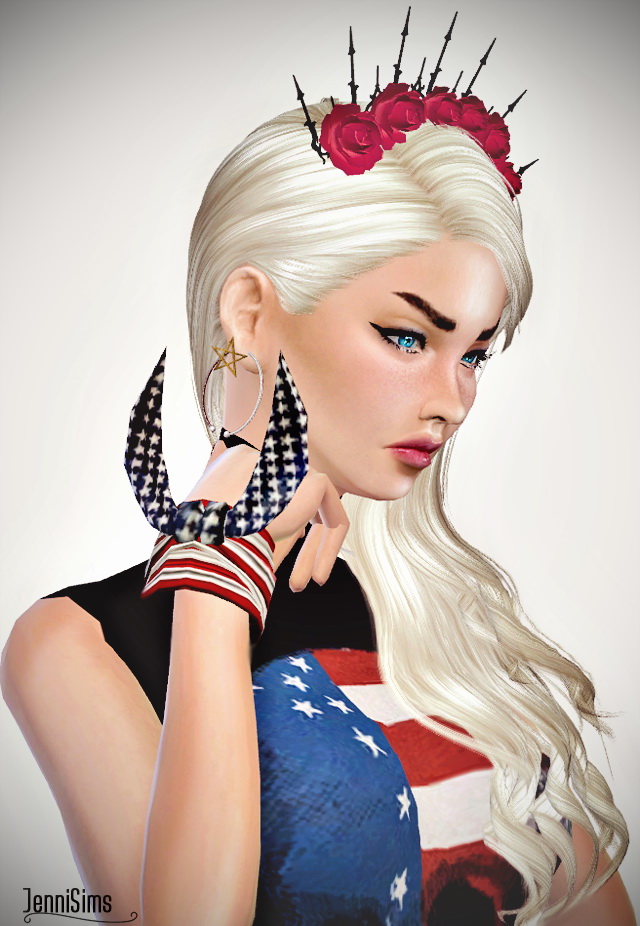 Sims 4 Dress Skull Flag, Bracelet Flag Bandana at Jenni Sims