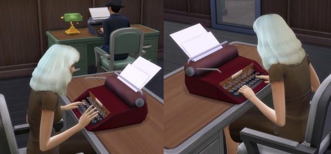 Sims 4 Vintage Typewriter (Functions as computer) by Esmeralda at Mod The Sims