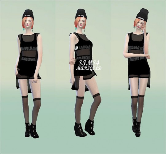 Sporty see-through one-piece at Marigold » Sims 4 Updates