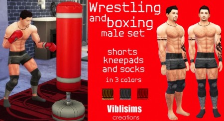 WRESTLING AND BOXING Shorts, kneepads and socks by ciaolatino38 at Mod The Sims