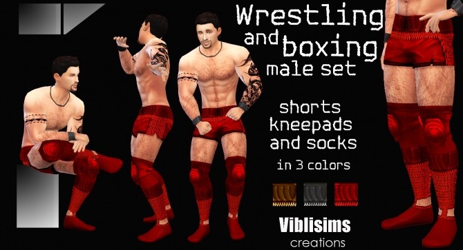 Sims 4 WRESTLING AND BOXING Shorts, kneepads and socks by ciaolatino38 at Mod The Sims