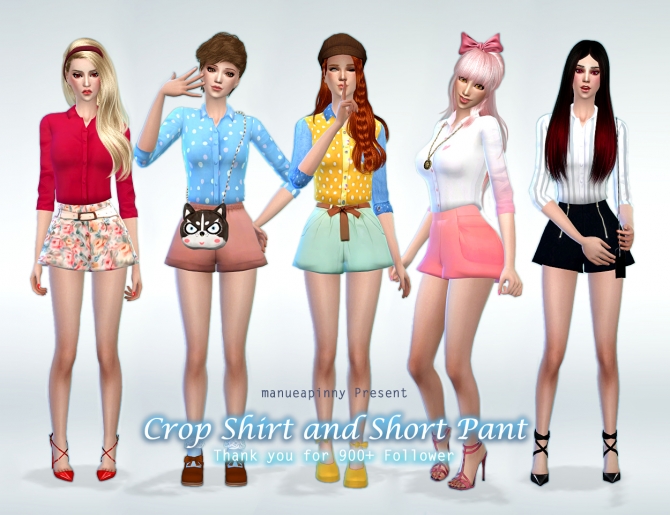 Crop Shirt and Short Pants at manuea Pinny » Sims 4 Updates