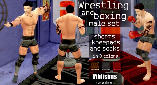 Sims 4 WRESTLING AND BOXING Shorts, kneepads and socks by ciaolatino38 at Mod The Sims