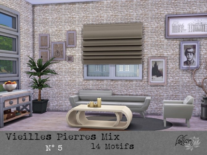 Sims 4 OLD STONE MIX walls by loliam at Sims Artists