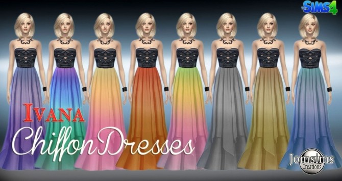 Sims 4 Ivana Chiffon Dresses at Jomsims Creations