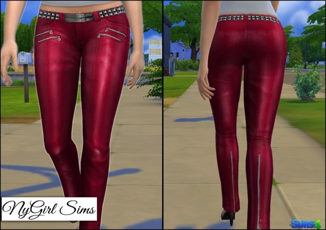Sims 4 High Shine Zippered Leather Pant at NyGirl Sims