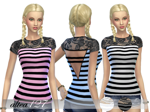 Sims 4 Striped shirt by altea127 at TSR