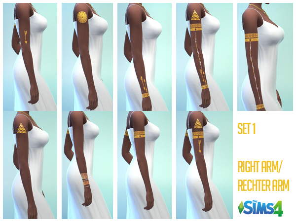 Sims 4 Golden Tattoo Set for Arms at Akisima
