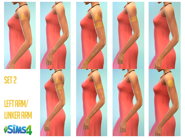 Sims 4 Golden Tattoo Set for Arms at Akisima