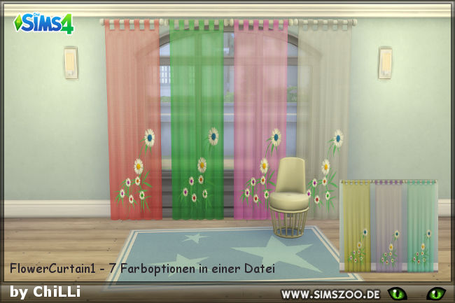 Sims 4 Flower Curtain 1 by ChiLLi at Blacky’s Sims Zoo