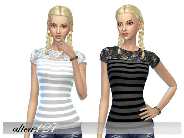 Sims 4 Striped shirt by altea127 at TSR