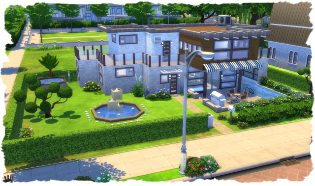 Sims 4 Sunshine pool house by Chalipo at All 4 Sims