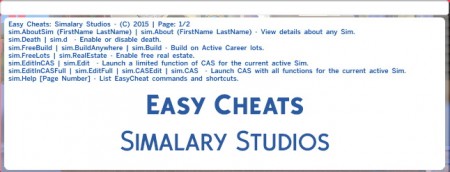 EasyCheats New Commands & Shortcuts by simalary44 at Mod The Sims