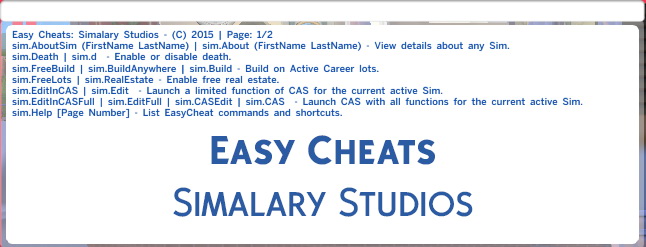 Sims 4 EasyCheats New Commands & Shortcuts by simalary44 at Mod The Sims