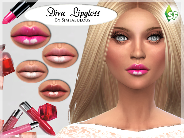 Sims 4 Diva Lipgloss by SimFabulous at TSR
