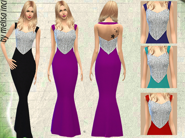 Sims 4 Off The Shoulder Sequin Bodice Gown by melisa inci at TSR