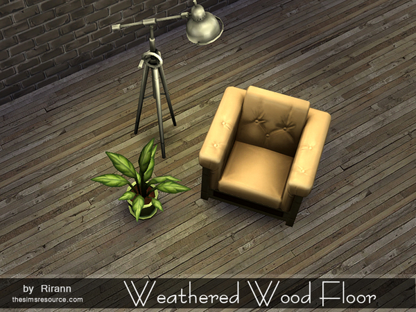 Sims 4 Weathered Wood Floor by Rirann at TSR