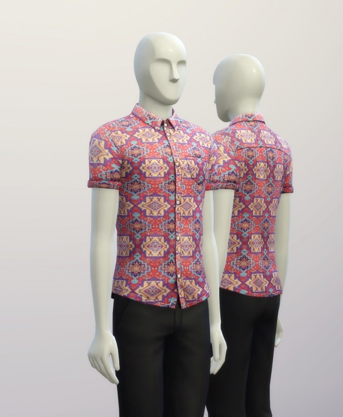 Sims 4 Cuffed Hippie patterned shirt at Rusty Nail