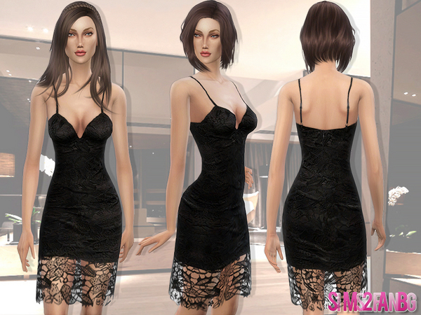 Sims 4 51 Lace black dress by sims2fanbg at TSR