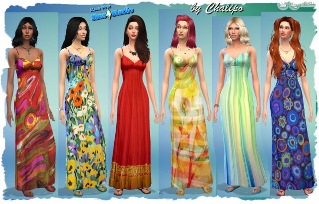 Sims 4 Hippi long dress by Chalipo at All 4 Sims