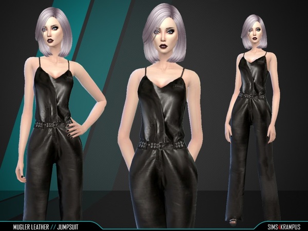 Sims 4 Mugler Leather Jumpsuit by SIms4Krampus at TSR