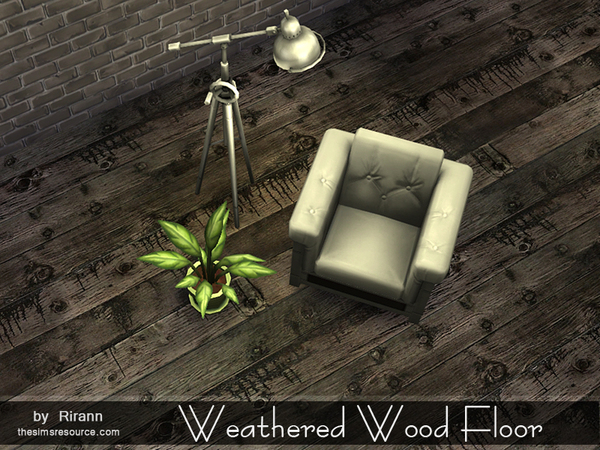 Sims 4 Weathered Wood Floor by Rirann at TSR