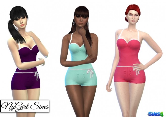 Sims 4 Vintage Halter Romper with Bow at NyGirl Sims