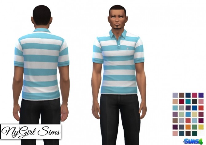 Sims 4 White Striped Polo V1 at NyGirl Sims