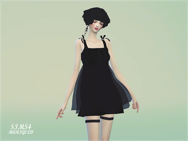 Sims 4 Shoulder ribbon chiffon dress at Marigold