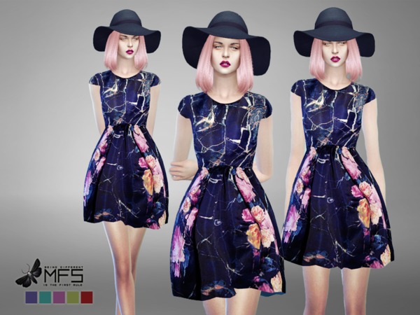 Sims 4 MFS Tiffanie Dress by MissFortune at TSR