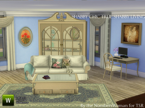 Sims 4 True Shabby Chic Living by TheNumbersWoman at TSR