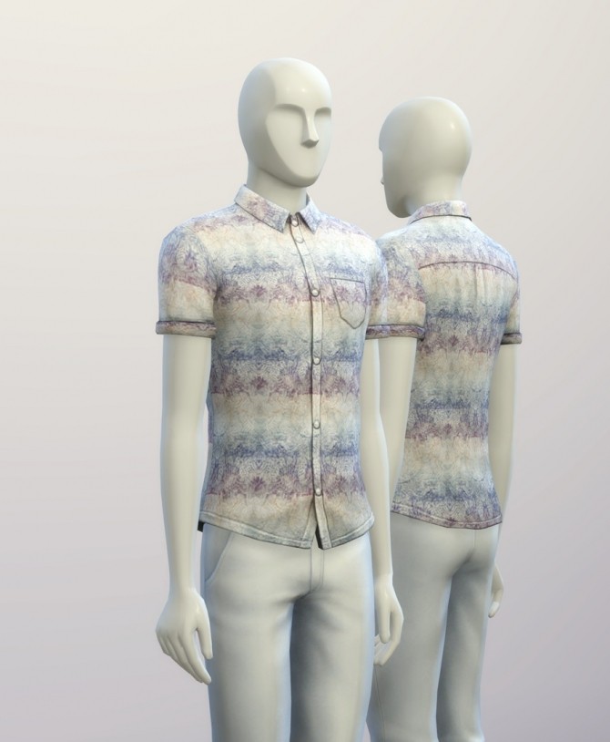 Sims 4 Cuffed Gradation patterned shirt at Rusty Nail