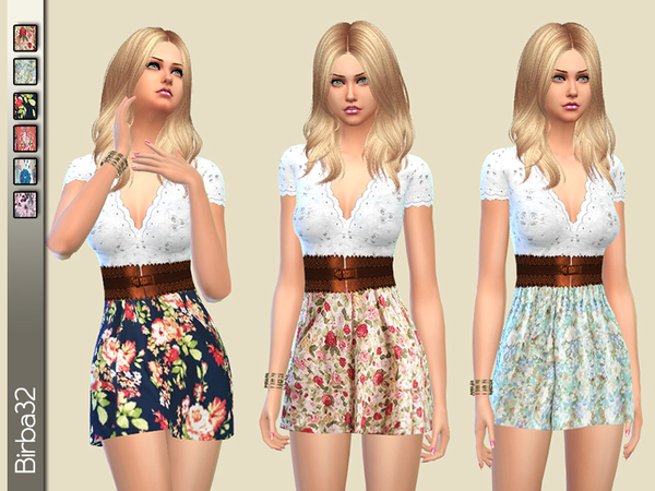 Sims 4 Romantic flowers dress by Birba32 at TSR