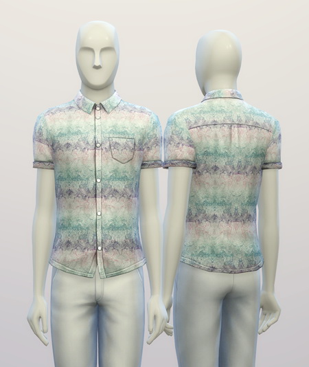Sims 4 Cuffed Gradation patterned shirt at Rusty Nail