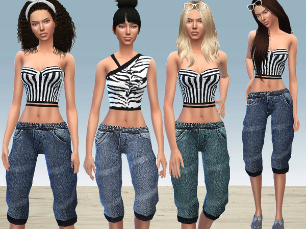 Sims 4 Boyish Set jeans + tops by Puresim at TSR