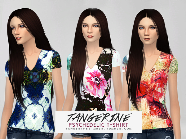 Sims 4 Psychedelic T Shirt 01 by tangerine simblr at TSR