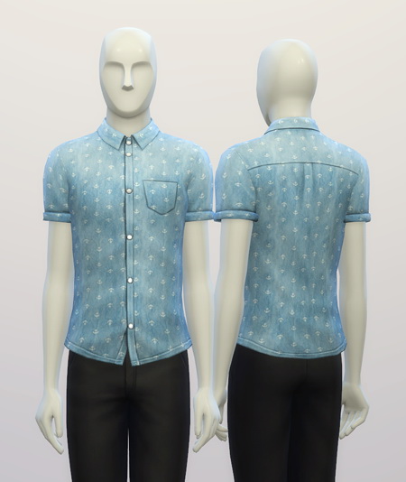 Sims 4 Cuffed Anchor patterned shirt at Rusty Nail
