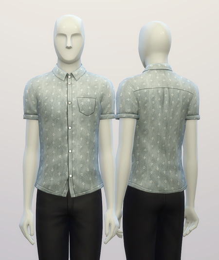 Sims 4 Cuffed Anchor patterned shirt at Rusty Nail