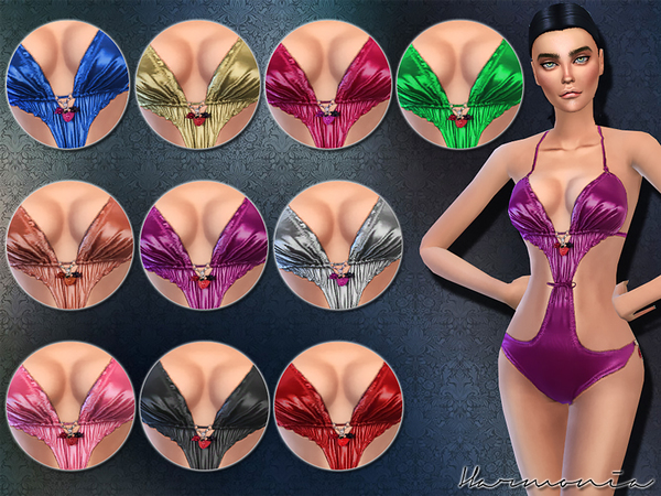 Sims 4 Wet Look Style Berry Swimsuit by Harmonia at TSR
