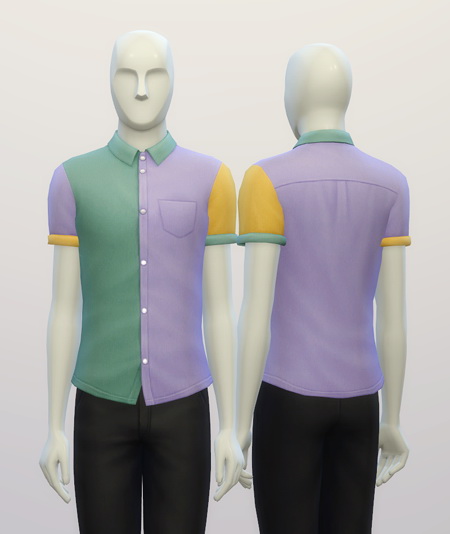Sims 4 Cuffed Colorblock shirt edit at Rusty Nail