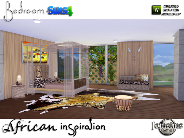 Sims 4 African inspiration bedroom by jomsims at TSR