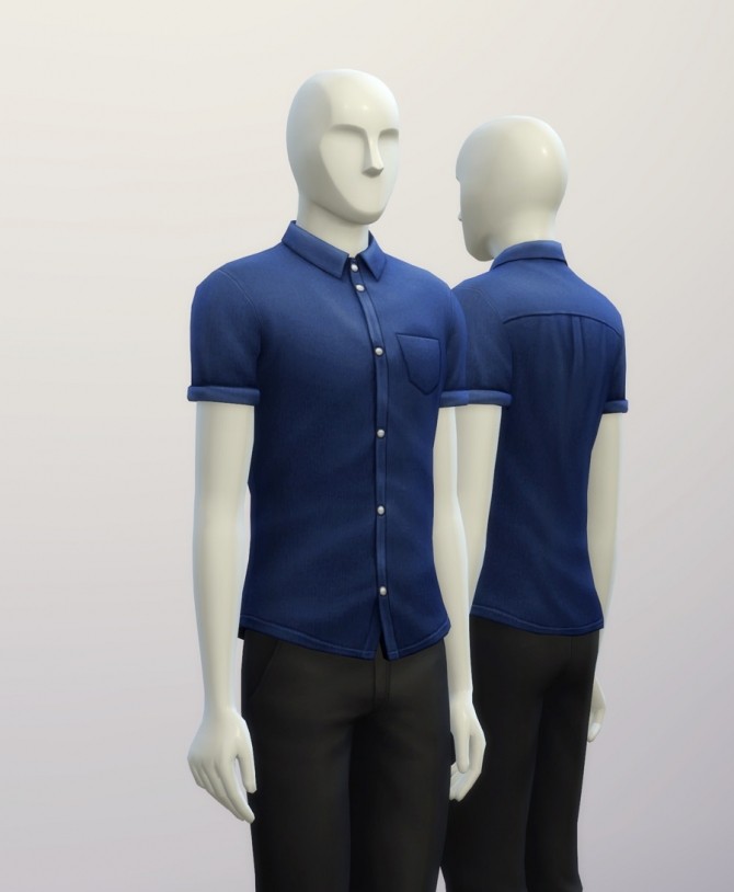 Sims 4 Cuffed Solid color shirt edit at Rusty Nail