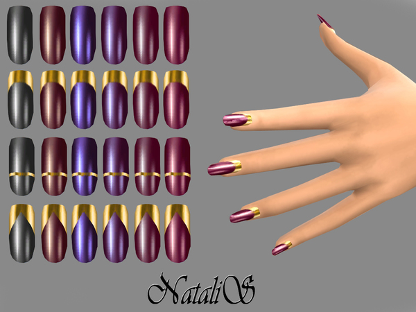Sims 4 Vamp gold collection nails by NataliS at TSR