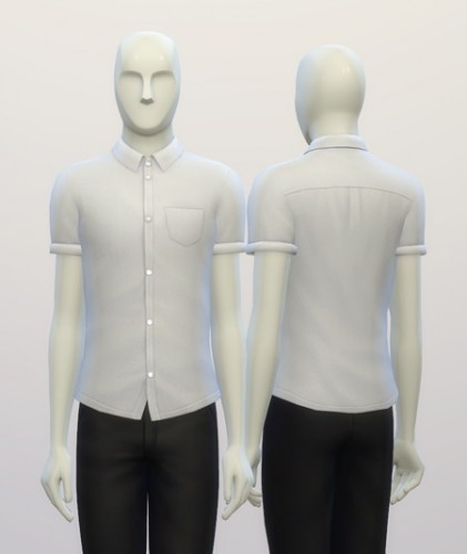 Cuffed Solid color shirt edit at Rusty Nail » Sims 4 Updates