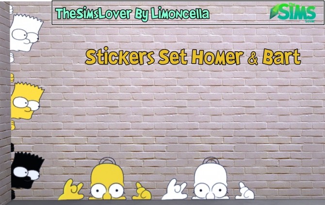 Sims 4 Homer&Bart Stikers by Limoncella at The Sims Lover